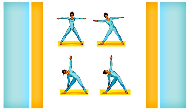 posturas de flexão e extensão lateral
